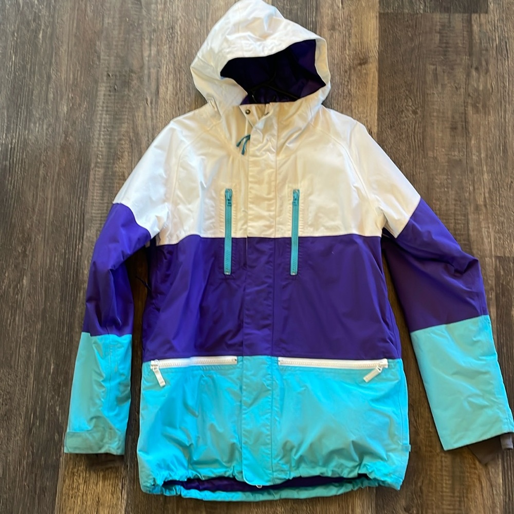 Burton Gore Tex insulated jacket women’s XL snowboard ski purple turquoise white